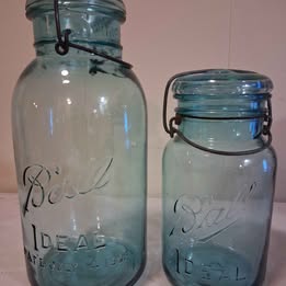 Antique (1915-1933) Ball 'Ideal' Jars, Aqua