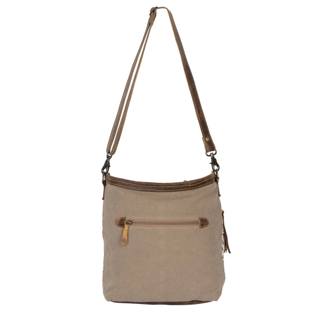 Rugged adjustable shoulder bag. Leather, Canvas and Woven Cotton