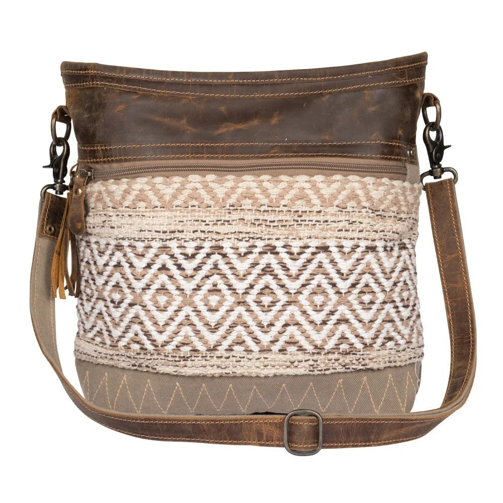 Rugged adjustable shoulder bag. Leather, Canvas and Woven Cotton