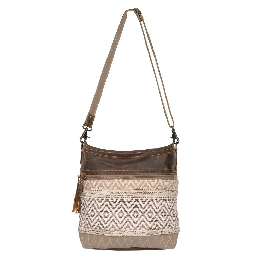 Rugged adjustable shoulder bag. Leather, Canvas and Woven Cotton